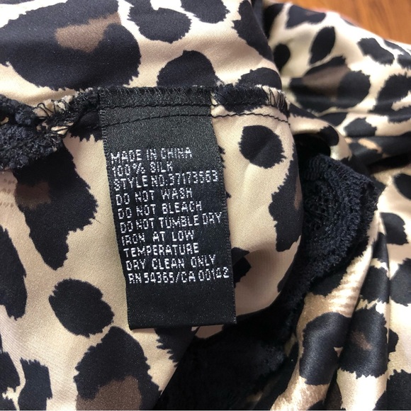 Vintage 00s Y2K 100% silk cheetah animal print Leopard Lace Trim Cami tank sz 12 - Picture 4 of 4